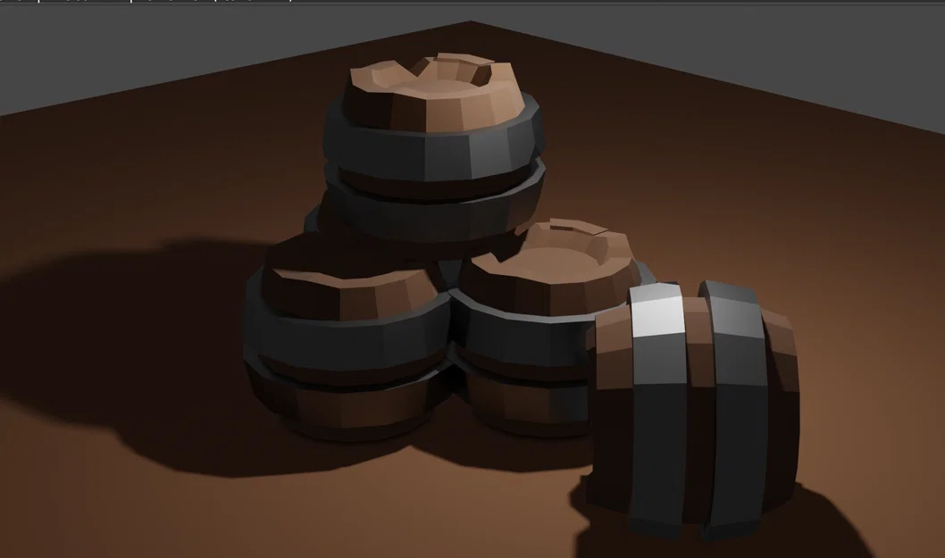 Mô hình thùng gỗ 3D phong cách Low-poly trang trí sa bàn - Image 1