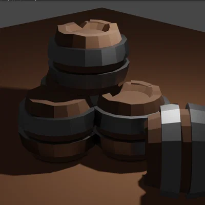 Mô hình thùng gỗ 3D phong cách Low-poly trang trí sa bàn