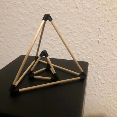 Bộ khớp nối in 3D tạo hình khối tứ diện từ que gỗ cực dễ