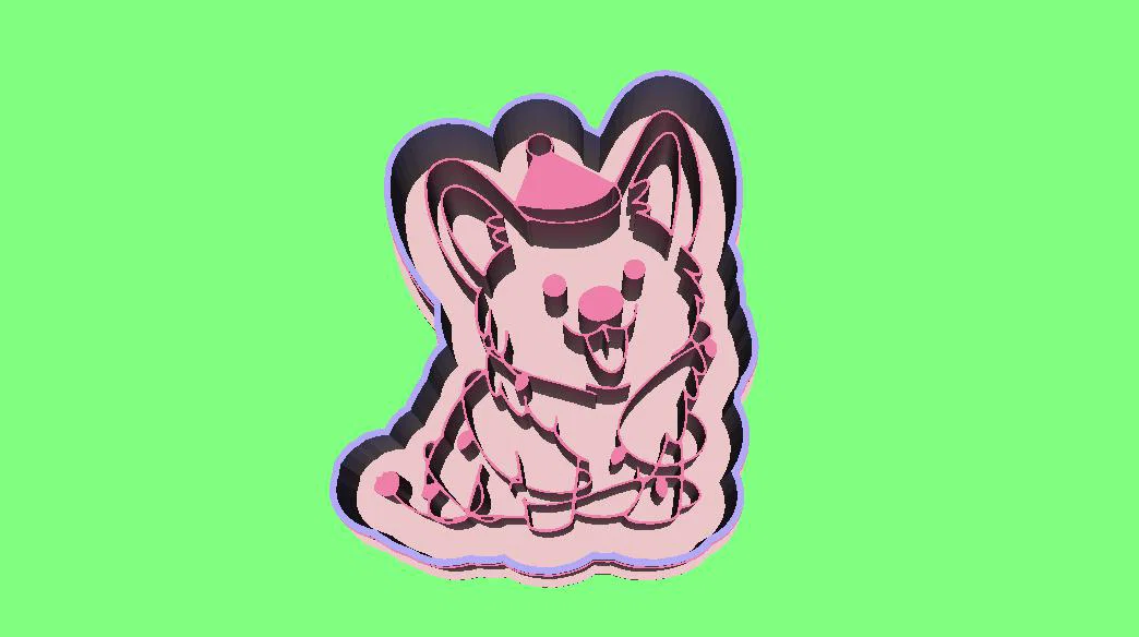 Khuôn cắt bánh quy hình chú chó Corgi Giáng sinh - File in 3D - Image 1