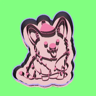 Khuôn cắt bánh quy hình chú chó Corgi Giáng sinh - File in 3D