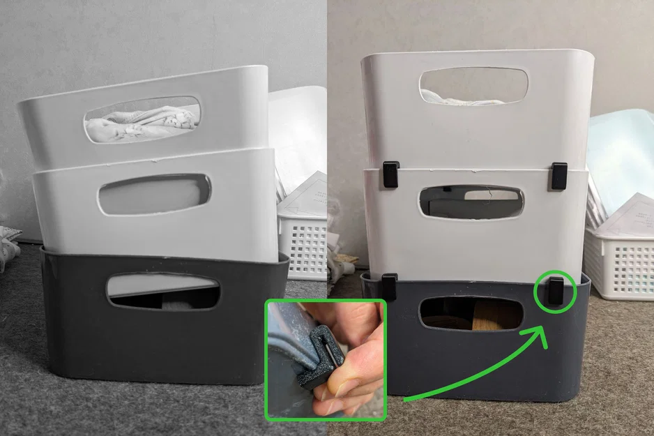 Kẹp nhựa xếp chồng cho hộp Ikea Variera (Stacking Clips) - Image 1