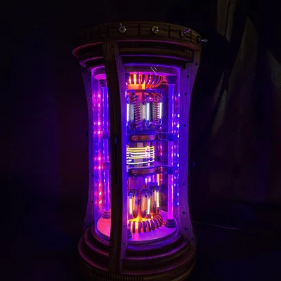 Mô phỏng Lò Phản Ứng Gỗ: Đèn ngủ/đèn bàn, âm thanh & LED động, sạc không dây, WiFi
