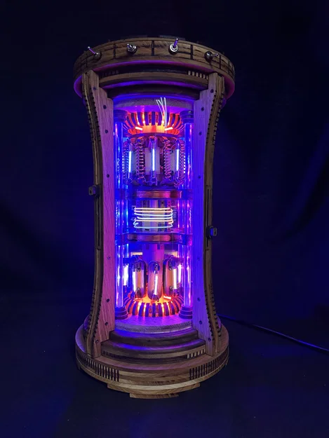Mô phỏng Lò Phản Ứng Gỗ: Đèn ngủ/đèn bàn, âm thanh & LED động, sạc không dây, WiFi - Image 3