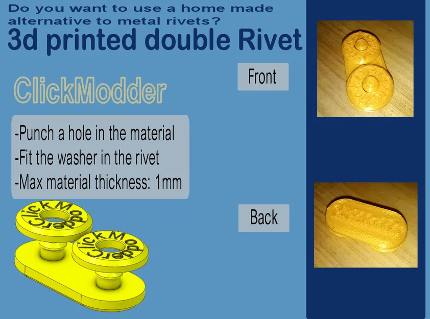 Đinh tán đôi (Double Rivet) in 3D cho thủ công và cosplay - Image 1