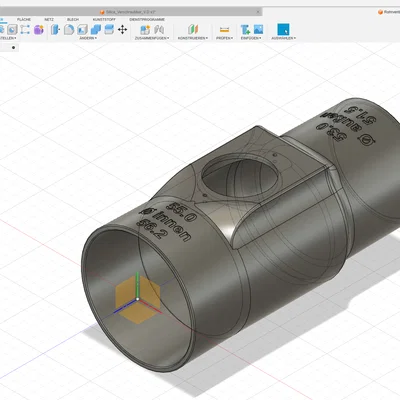 Đầu nối ống hút bụi có van xả áp cho DustCommander (kèm file Fusion360)