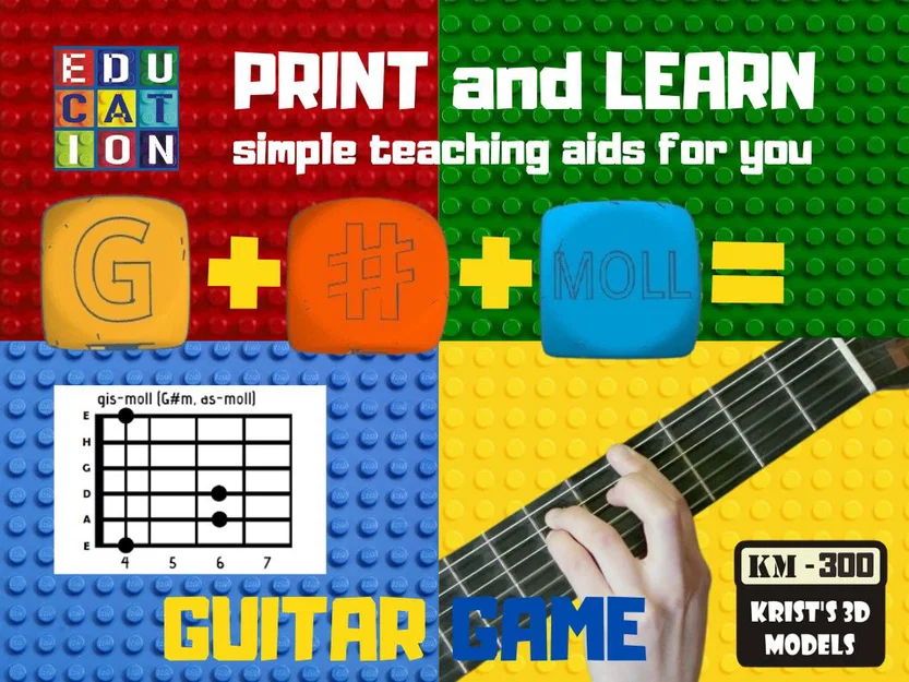 Mô hình xúc xắc học hợp âm Guitar (Guitar Chords Game) - In 3D sáng tạo - Image 1