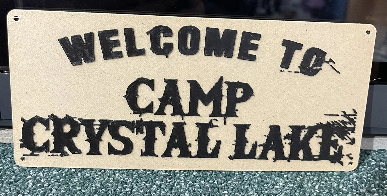 Bảng hiệu trang trí Halloween Camp Crystal Lake - File in 3D đẹp mắt - Image 2
