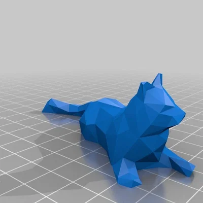 Mô hình mèo Low Poly trang trí bàn làm việc cực chất