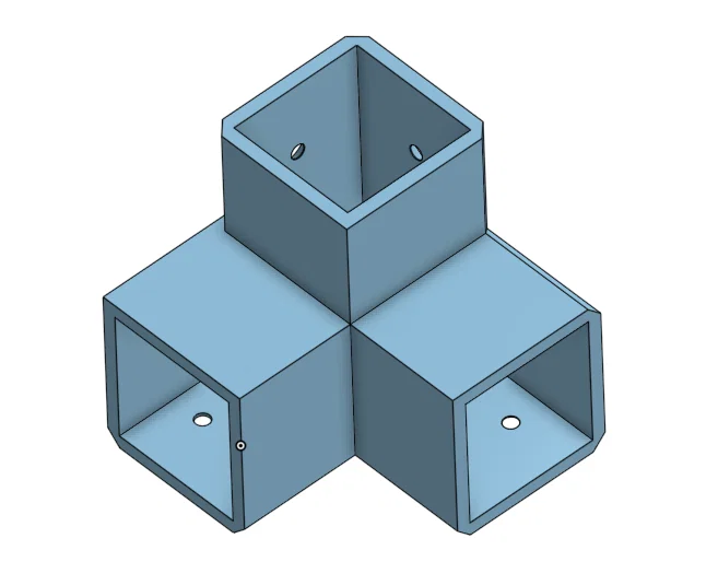 Khớp nối ống vuông 30x30mm 3 trục - Image 1