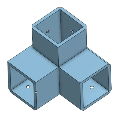 Khớp nối ống vuông 30x30mm 3 trục