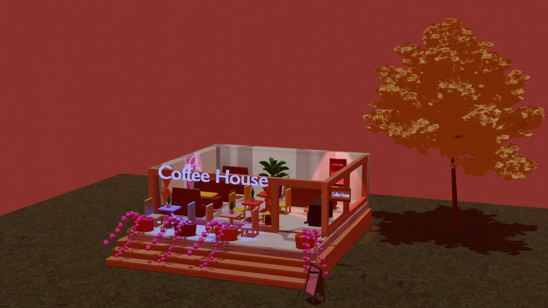 Mô hình trang trí tiệm cà phê Coffee House in 3D cực chill - Image 1