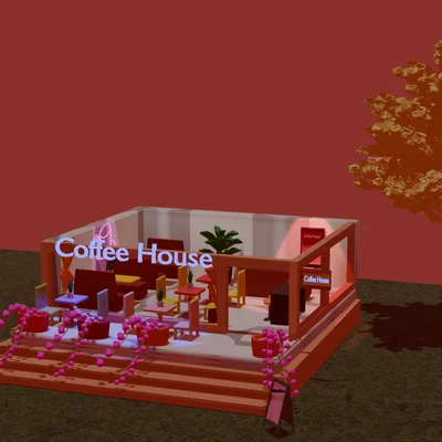 Mô hình trang trí tiệm cà phê Coffee House in 3D cực chill