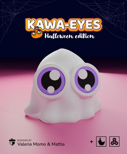 Móc khóa & Fidget Kawa-eyes Ghost cho Halloween - Image 1