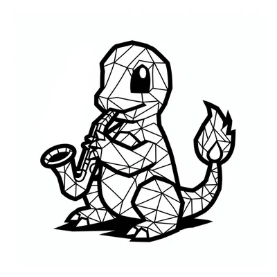 Mô hình Charmander chơi kèn Saxophone 3D cực xinh cho fan Pokemon