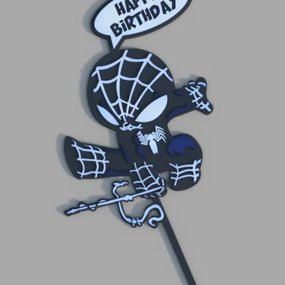 Topper Bánh Kem Spider-Symbiote Đa Màu