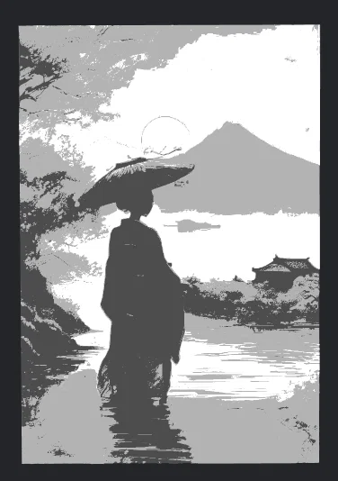 Tranh phù điêu 3D Geisha Nhật Bản trang trí tinh tế - Image 1