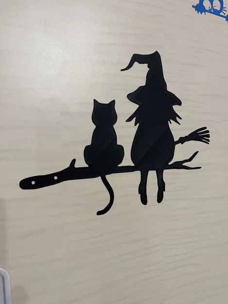 Tranh treo tường 2D: Phù thủy và Mèo (Wall art Witch and Cat) - Image 1