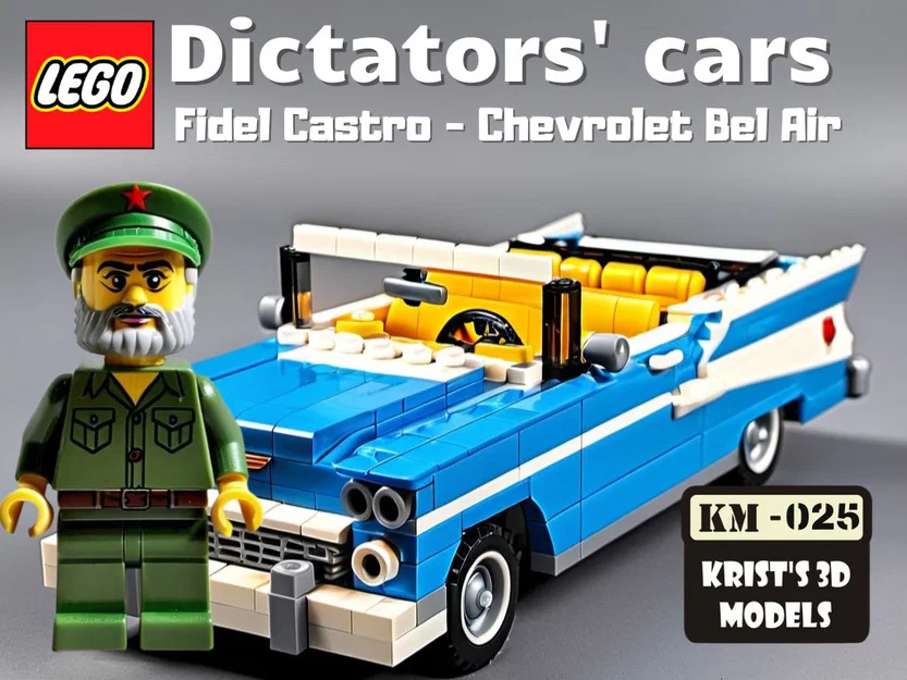 In 3D mô hình xe Chevrolet Bel Air phong cách LEGO - Fidel Castro - Image 1