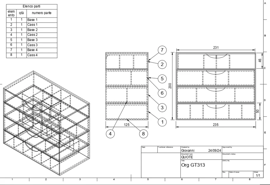 Tủ ngăn kéo mini đa năng Organizzatore GT313 - In 3D phụ kiện gọn gàng - Image 6