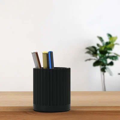 Ống cắm bút hình học hiện đại có khe (Modern Geometric Pen Holder with Slots)