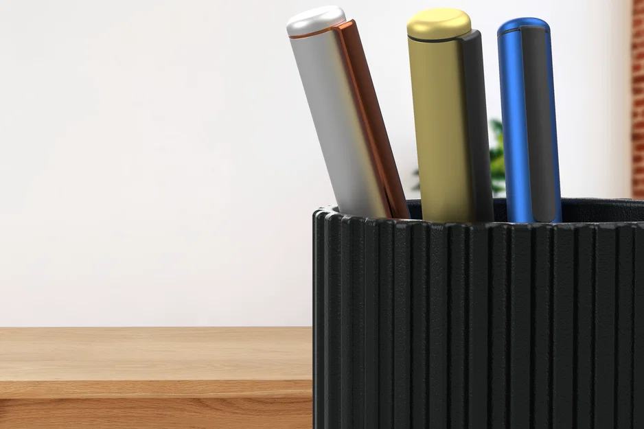 Ống cắm bút hình học hiện đại có khe (Modern Geometric Pen Holder with Slots) - Image 2