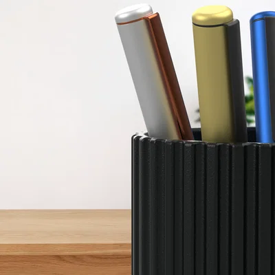 Ống cắm bút hình học hiện đại có khe (Modern Geometric Pen Holder with Slots)