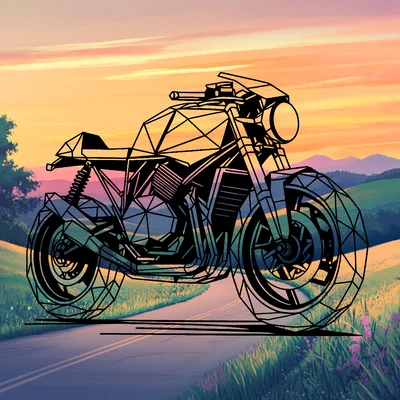 Mô hình trang trí tường Geometric Cafe Racer in 3D siêu đẹp