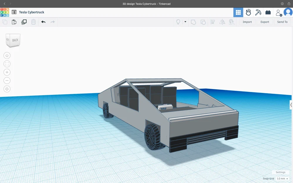 Mô hình 3D Tesla Cybertruck chi tiết có nội thất - Image 1