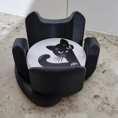 Khay đựng lót ly hình mèo (Cat Coaster Holder)