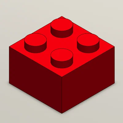 Mô hình mảnh ghép Lego 2x2 dùng để kiểm tra máy in 3D