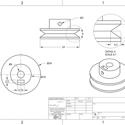 Pulley rãnh đơn lỗ 6mm cho dây đai tròn (Round Belt)