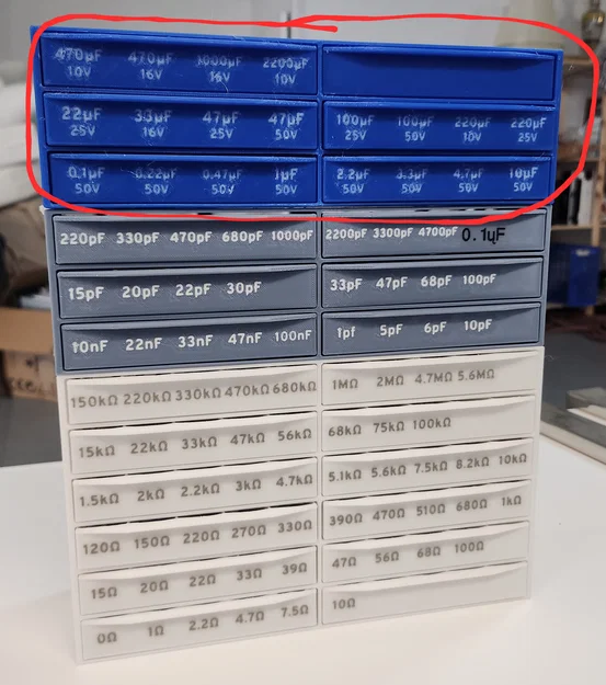 Organizer tụ điện phân print-in-place (ngăn kéo chia ô) - Image 2