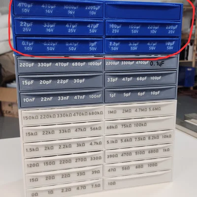 Organizer tụ điện phân print-in-place (ngăn kéo chia ô)
