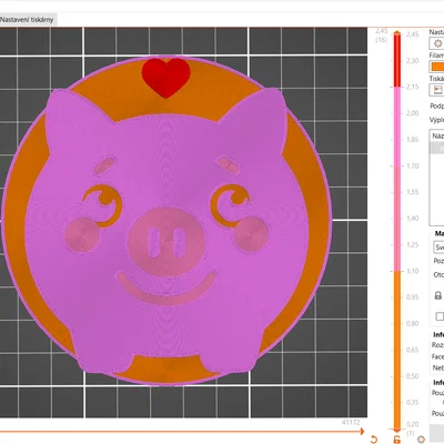 Mô hình trang trí Happy Piggy (chú heo hạnh phúc) in 3D dễ thương