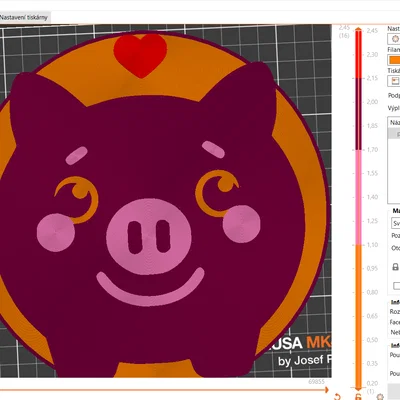 Mô hình trang trí Happy Piggy (chú heo hạnh phúc) in 3D dễ thương