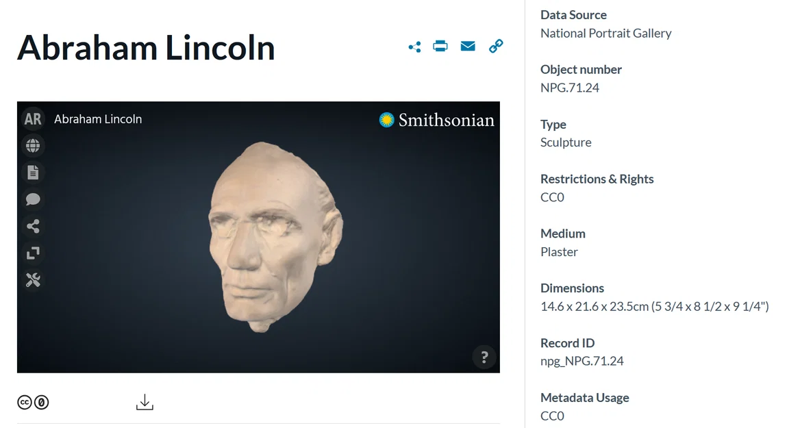 Mô hình 3D khuôn mặt Abraham Lincoln (Lifemask) lịch sử - Image 3