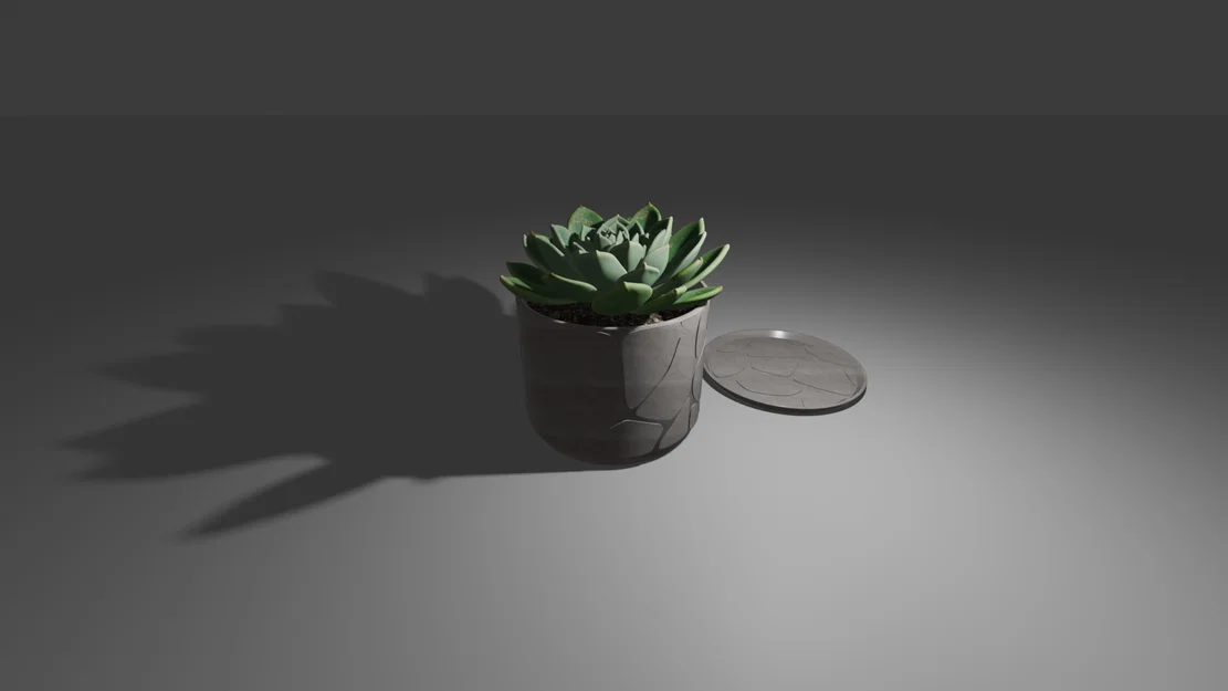 Chậu cây nhỏ họa tiết đá kèm khay hứng nước (Small Plant Pot) - Image 1