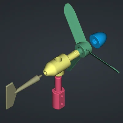 Mô hình cối xay gió trục ngang trang trí sân vườn bằng in 3D