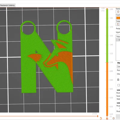 Móc khóa chữ N hình con cáo (Fox Alphabet) in 3D độc đáo