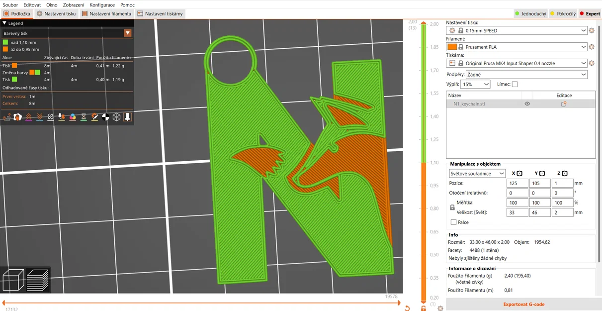Móc khóa chữ N hình con cáo (Fox Alphabet) in 3D độc đáo - Image 3