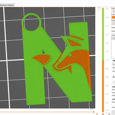 Móc khóa chữ N hình con cáo (Fox Alphabet) in 3D độc đáo
