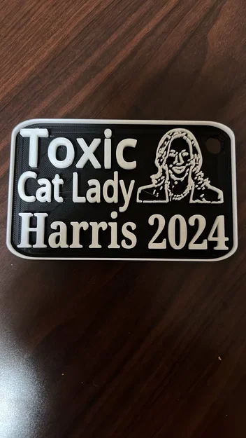 Bảng tên trang trí Toxic Cat Lady Harris 2024 - Mẫu in 3D độc lạ - Image 1