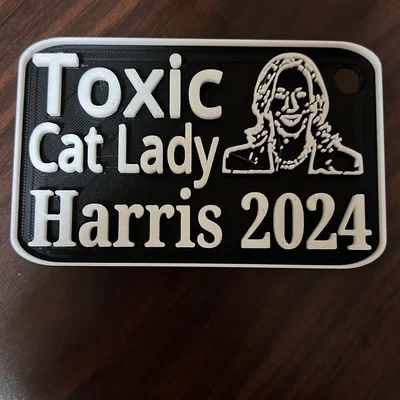 Bảng tên trang trí Toxic Cat Lady Harris 2024 - Mẫu in 3D độc lạ