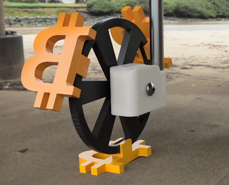 Mô hình bánh xe in dấu Bitcoin (Satoshi Littlefoot) độc đáo - Image 1