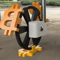 Mô hình bánh xe in dấu Bitcoin (Satoshi Littlefoot) độc đáo - Thumbnail 1