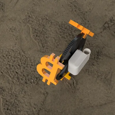 Mô hình bánh xe in dấu Bitcoin (Satoshi Littlefoot) độc đáo