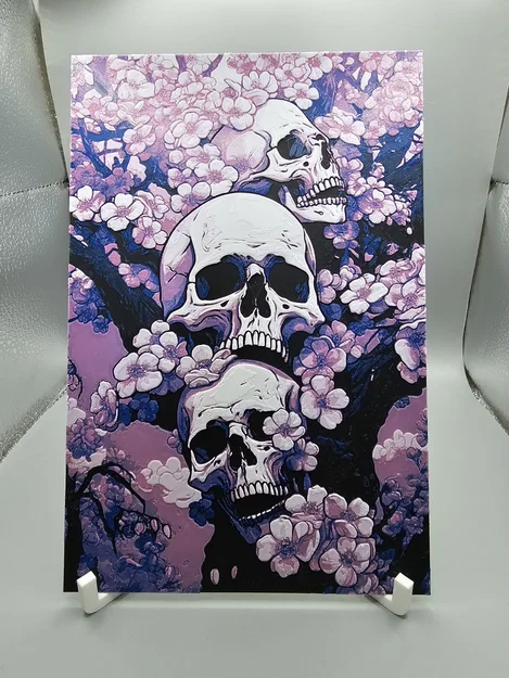 Skull Sakura Blossom HueForge - Image 1