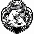 Tranh treo tường 3D Tình mẫu tử (Motherly love 2) nghệ thuật - Thumbnail 1