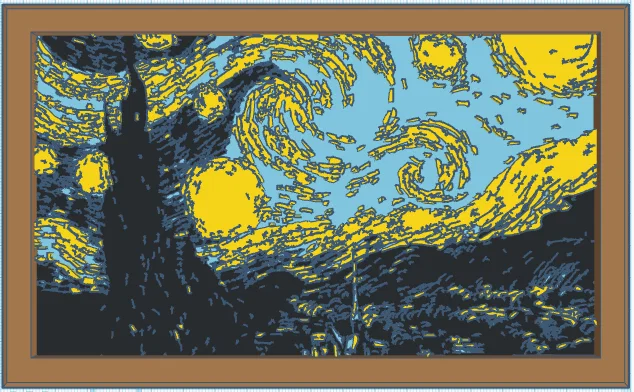 Mô hình 3D tranh Đêm đầy sao (Starry Night) của Vincent van Gogh - Image 1